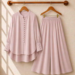 Fawoza Western Shirt & Plazo Style 2-Pcs Stiched Co-Ord Set.
