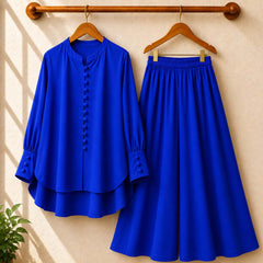 Fawoza Western Shirt & Plazo Style 2-Pcs Stiched Co-Ord Set.