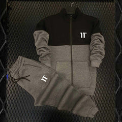 11-Degree Contrast Jacket Style 2-Pcs Premium Quality Winter Tracksuit. MWTS-506