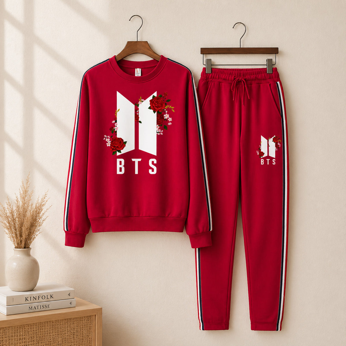 BTS RED Multi-Stripe Style 2-Pcs Summer Suit For Her.