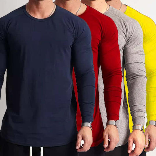 Bundle Of 4 O-Neck Full-Sleeve Round-Hem Summer Tshirt's.