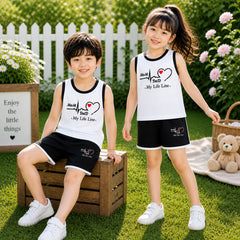 Black MD Life-Line Kids Sando Style 2-Pcs Summer Suit. (SD+SH)