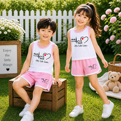 Pink MD Life-Line Kids Sando Style 2-Pcs Summer Suit. (SD+SH)