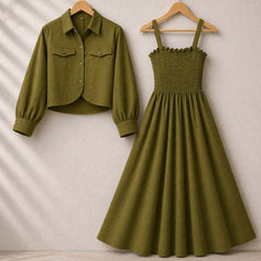 Short Koti & Smoky Maxi Style Western 2-Pcs Stiched Suit.