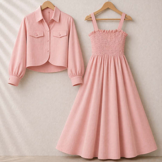 Short Koti & Smoky Maxi Style Western 2-Pcs Stiched Suit.
