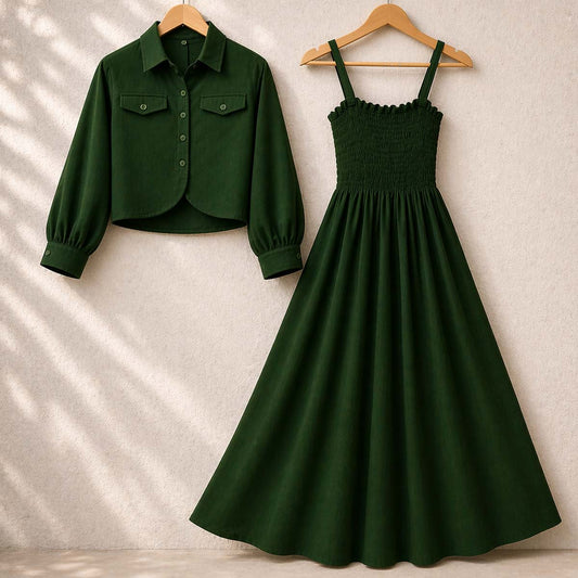 Short Koti & Smoky Maxi Style Western 2-Pcs Stiched Suit.