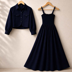 Short Koti & Smoky Maxi Style Western 2-Pcs Stiched Suit.
