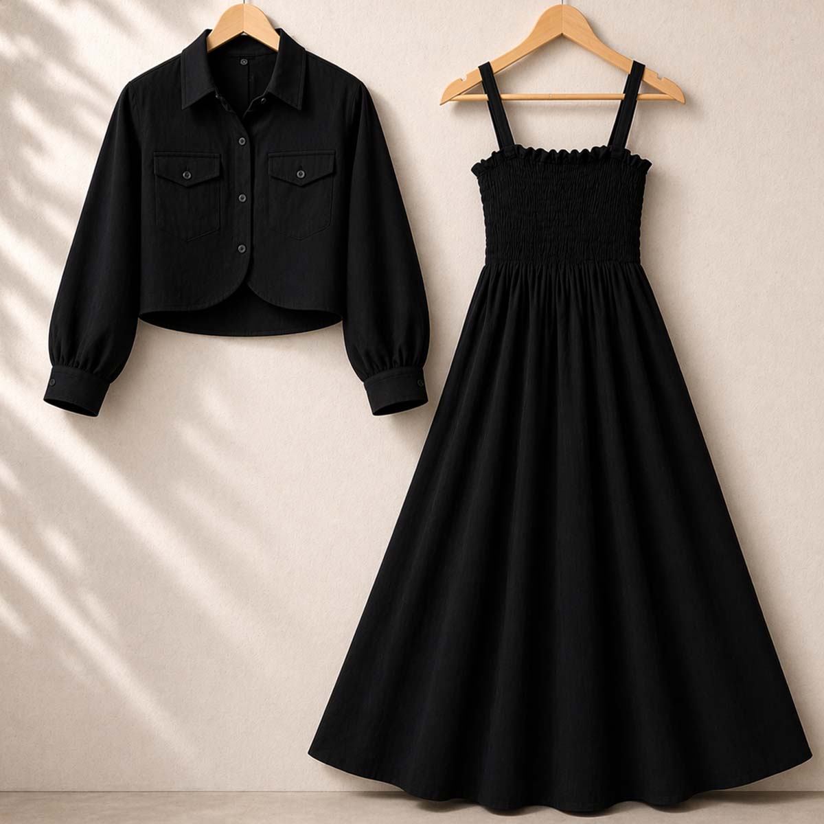 Short Koti & Smoky Maxi Style Western 2-Pcs Stiched Suit.