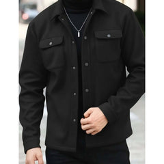 4-Pocket Collar Style Casual Fleece Winter Button Jacket. MWJ-401-V3