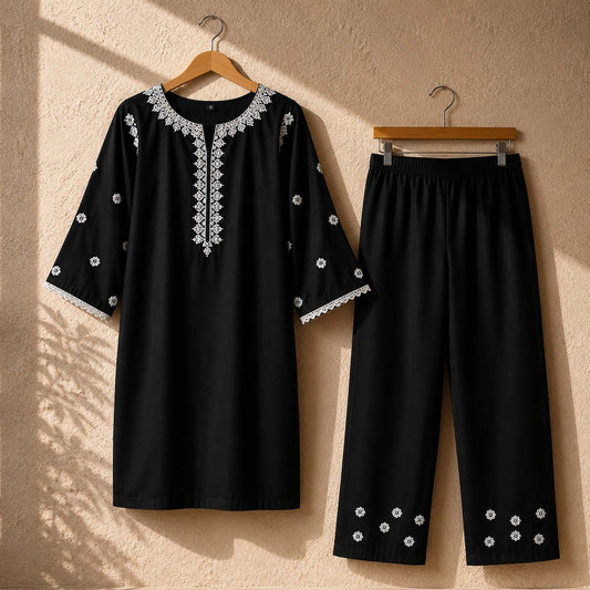 Tomato Pocket Style Thread Embroidery 2-Pcs Stiched Suit. V2