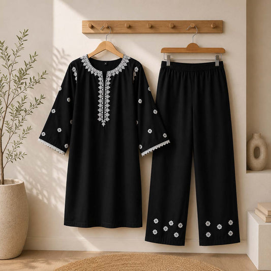 Tomato Pocket Style Thread Embroidery 2-Pcs Stiched Suit. V3