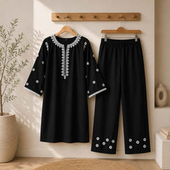 Tomato Pocket Style Thread Embroidery 2-Pcs Stiched Suit. V3