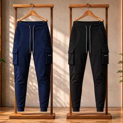 Bundle Of 2 Cargo Slim-Fit Style 4-Pocket's Summer Sweatpant's. D4