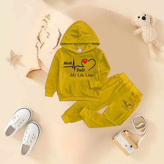 MD Lifeline Printed Velvet Pull-Over Hoodie Style 2-Pcs Winter For Kids.