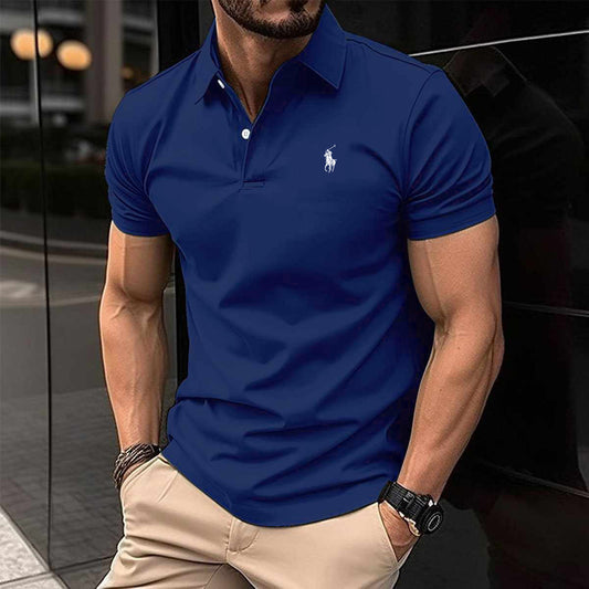 Blue Dry-Fit RL Printed Style Half-Sleeve Polo Summer Tshirt. MS3DP-111
