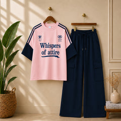 WOA Contrast Cargo Style Printed Western 2-Pcs Summer Tracksuit For Her. WSTS-10