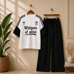 WOA Contrast Cargo Style Printed Western 2-Pcs Summer Tracksuit For Her. WSTS-10