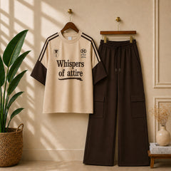 WOA Contrast Cargo Style Printed Western 2-Pcs Summer Tracksuit For Her. WSTS-10