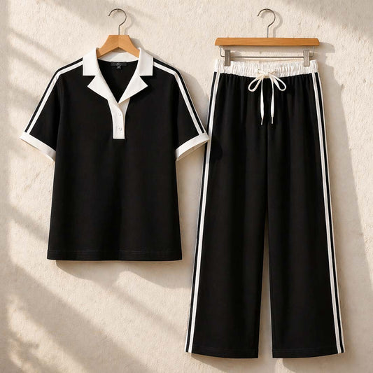 Contrast Collar Style Western 2-Pcs Summer Dry-Fit Tracksuit For Her. WSTS-01 V2