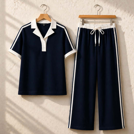 Contrast Collar Style Western 2-Pcs Summer Dry-Fit Tracksuit For Her. WSTS-01 V2