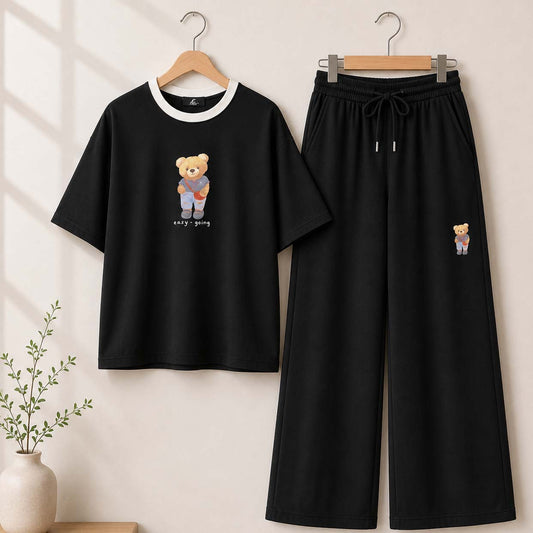 Bear Going Drop-Shoulder Style 2-Pcs Summer Dry-Fit Tracksuit For Her. WSTS-03 V2
