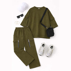 Drop-Shoulder 6-Pocket Cargo Zipper Style Western 2-Pcs Summer Tracksuit For Her. WSTS-07 V2
