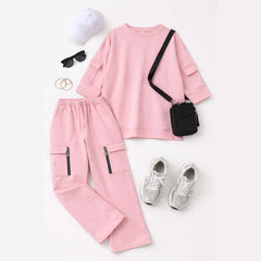 Drop-Shoulder 6-Pocket Cargo Zipper Style Western 2-Pcs Summer Tracksuit For Her. WSTS-07 V2