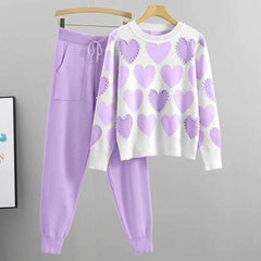 Heart Printed Pearls Work Premium Quality Winter 2-Pcs Tracksuit For Her. WWTS-10