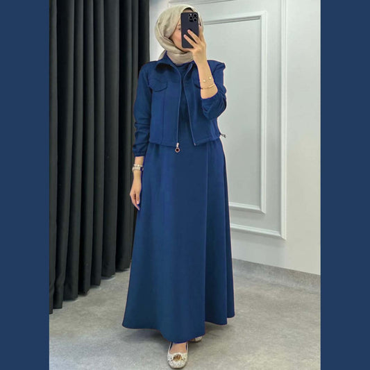 Drop Shoulder Short Jacket Maxi Style 2-Pcs Winter Co-Ord Set. WWTS-15 V3