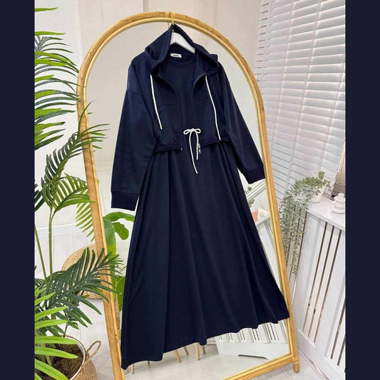 Drop Shoulder Short Hooded Maxi Style 2-Pcs Winter Co-Ord Set. WWTS-16