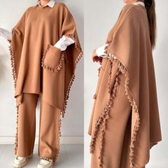 Open-Shawl Style Lace Work 2-Pcs Winter Co-Ord Set. WWTS-33