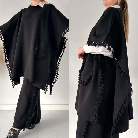 Open-Shawl Style Lace Work 2-Pcs Winter Co-Ord Set. WWTS-33